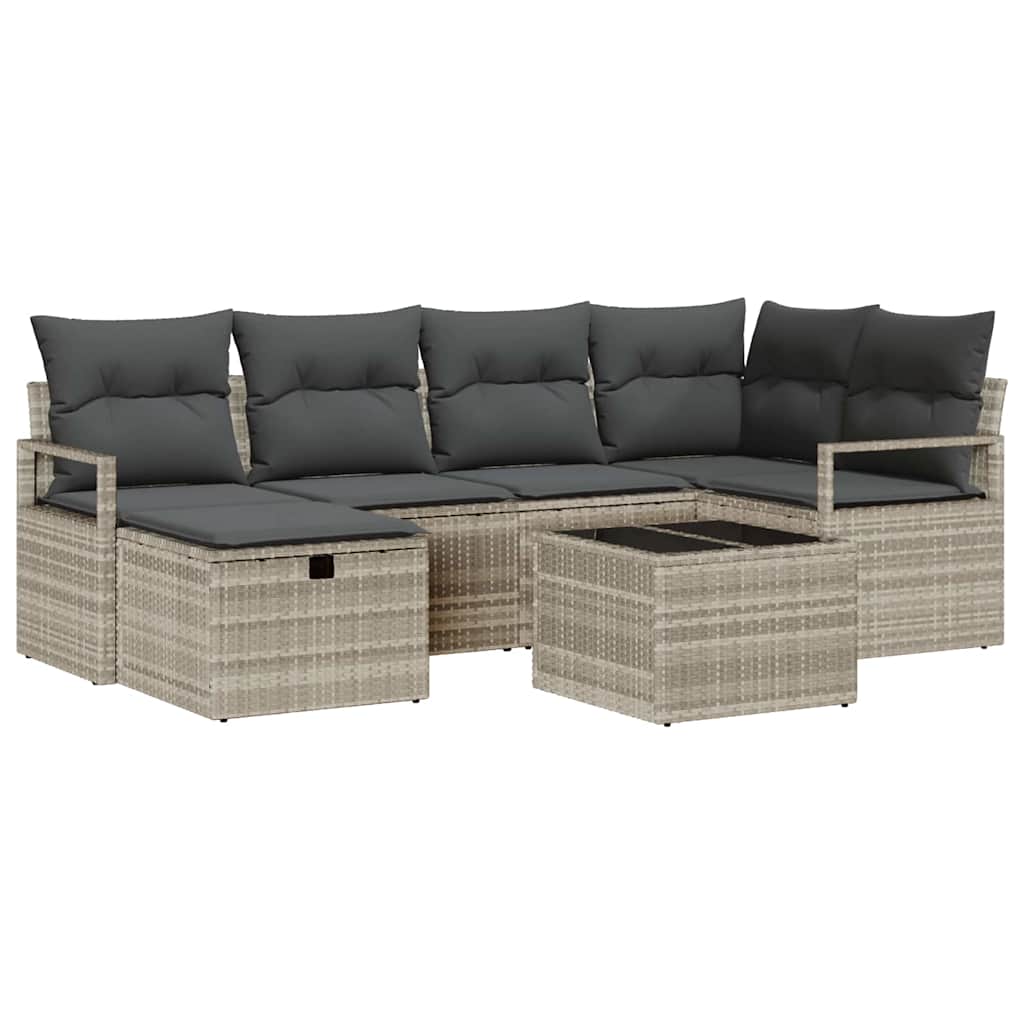 Garten-Sofa-Set 7 pcs Hellgrau 232 x 122 x 85 cm Poly Rattan
